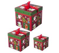 Générique Boîtes Emboîtables de Noël avec Couvercles,Set de 3 Boîtes Cadeaux Santas Renne Sapin de Noël | Emballage Emboîtable avec Couvercles pour Anniversaire Fêtes Nouvel An | Décoration Festive
