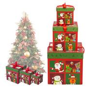 Générique Boîtes Gigognes de Noël avec Couvercles | Set de 3 Boîtes Cadeaux Santas Renne Sapin de Noël - Emballage Emboîtable avec Couvercles pour Anniversaire Fêtes Nouvel An - Décoration Festive