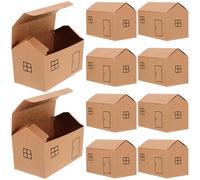 Générique Boîtes Présents Pliables de Maison 10 Pièces 11,4 X 6,5 X 6 Cm Carton Naturel pour Emballage Bonbons Pâtisserie Fête Anniversaire Décoration