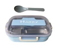 Générique Boîtes Repas Contenants Collation Adultes avec Couverts | Boîte de Stockage Collation Micro-Ondable à 3 Compartiments pour Bureau Pique-Nique Camping École