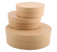 Générique Boîtes Rondes Robustes et Design Lot de 3 en Papier Kraft Khaki Rangement de Bonbons et Présents pour Occasions Spéciales