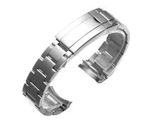 Générique Boîtier de montre 34 35, largeur 20 mm, fermoir coulissant en acier inoxydable massif 904L argenté présidentiel(NO.4 Brushed Center)