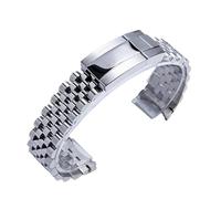 Générique Boîtier de montre 34 35, largeur 20 mm, fermoir coulissant en acier inoxydable massif 904L argenté présidentiel(NO.2 Jubilee)