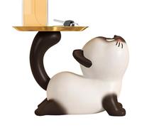 Générique Bol à Bonbons - Figurine Chat avec Plateau de Rangement - Coupelle à Clés en Résine | Pour Sucreries Salon Chambre Meuble Étagère