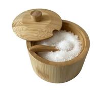 Générique Bol à sel avec couvercle et cuillère | Récipient Pour Condiments En Bois | Boîte de rangement pour sel avec couvercle | Pour pl