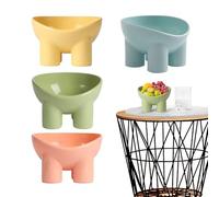 Générique Bol de Chat surélevé - 4 pièces Guard de Cou d'alimentation Bols | Éléphant Ligne Anti-vomi et Plats Alimentaires pour Chats | Anti-Tipping Snack Snack Plate Slanted Dog Feeder for Water