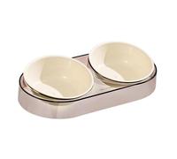 Générique Bol Élevé Distributeur Alimentaire Support surélevé Animaux Double Gamelle Design Transparent Pet Fonction Stabilité Adaptée pour Chats Chiots Aliment, Blanc