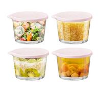 Générique Bol En Verre Avec Couvercle,4 Pièces Bocaux Alimentaires Réutilisables - Conteneur Déjeuner Étanche | Pour Préparation De Repas Collation Frigo Congélateur Déjeuner Salade Soupe