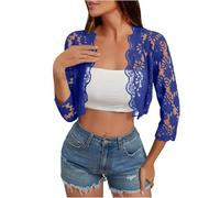 Générique Boléro en Dentelle pour Femme Sexy Florale Manches 3/4 Couleur Unie Courte Dentelle Cardigan Top Décontractés Personlaity Boléro Femme