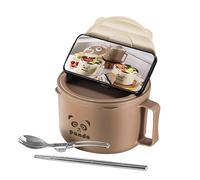 Générique Bols À Soupe Avec Couvercles, Construction En Acier Inoxydable, 19,5 X 12 Cm, Bol À Rapide, Pot À Nouilles Instantanées, Drainage De L'eau, Pour Voyage, Déjeuner, Dîner, Petit-déjeuner,