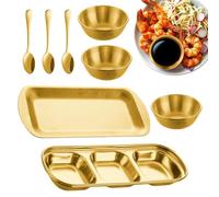 Générique Bols à Trempette,Ensemble de 8 Pièces, Empilable Portable 3 Compartiments - Assiettes pour trempette avec bols et cuillères | Pour Sel Vinaigre Sucre Ketchup Pique-Nique Cuisine Fête Fondue