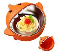 Générique Bols à Ventouse pour Bébé - Bol en Acier Inoxydable pour Bébé avec Ventouse - Assiettes Anti-Brûlure à Design de Requin, Vaisselle d'Alimentation pour Maternelle, Repas de Voyage, Dîner en