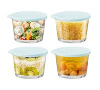 Générique Bols De Stockage En Verre - 4 Pièces Bocaux Alimentaires Réutilisables | Grands Bols De Stockage Pour Salade - Pour Préparation De Repas Collation Frigo Congélateur Déjeuner Salade Soupe