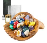 Générique Bols En Bois Décoratifs - 25 Cm Plateau Robuste, Étagère Présentoir | Présentoir Pierres Lisse Pour Bagues Colliers Bracelets Rangement Bijoux Bois Naturel Décor Table