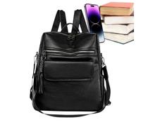 Générique Bolso para Mujer - Mochila de Gran Capacidad en Cuero PU, Bolso de Hombro con Cierre y Colgante de | Elegante para Trabajo, Escuela, Universidad, Viaje, Oficina, Compras, Diario