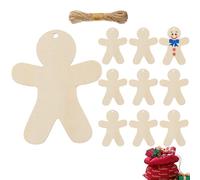 Générique Bonhommes en Pain D'épices en Bois | 10 Pièces De Noël ENN Bois Brut | Tranches De Bbois À Suspendre pour Fenêtre, Mur, Maison, Fête, Voyage, Anniversaire, Festival, Famille
