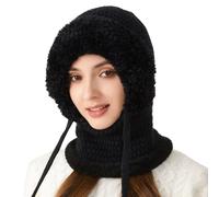 Générique Bonnet 3 en 1 avec Écharpe Et Protège-Visage, Cagoule d'hiver Chaude Et Coupe-Vent Doublée en 3 en 1 Améliorée, Bonnet Tricoté d'hiver Entièrement Couvrant, pour La Randonnée, Le Cyclisme