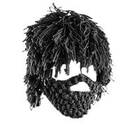 Générique Bonnet À Barbe, Avec Perruque De Cheveux Raides, Masque De Barbe Tricoté, Style Punk Fait À La Main, Bonnet D'hiver Chaud, Pour Cosplay Halloween Noël, Unisexe, Gris Foncé/clair