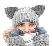 Générique Bonnet À Oreilles De Chat, Mignon Couvre-Chef Au Crochet, Bonnet D'Hiver À Oreilles De Chat, Famille Amis Collègues Petite Amie Mère Navette Hiver Lieu De Travail Costume Navette