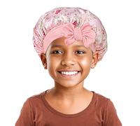 Générique Bonnet bébé, bonnet en satin de soie douce pour filles garçons, bonnet de couchage réglable double couche pour enfants en bas âge cheveux bouclés naturels