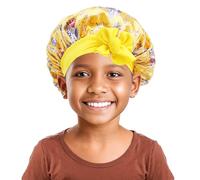Générique Bonnet bébé, bonnet en satin de soie douce pour filles garçons, bonnet de couchage réglable double couche pour enfants en bas âge cheveux bouclés naturels