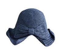 Générique Bonnet Blanc Homme Hiver à Large Bord pour Femmes, Chapeau de Soleil avec nœud tissé à la, Chapeau de Plage d'été pour Femmes et Filles De Gendarme pour (Navy, One Size)
