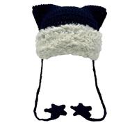 Générique Bonnet Cache Oreille Homme Hiver, Bonnet d'hiver Unisexe tricoté Chaud avec Motifs tressés Oreilles de Chat étoilées pour activités extérieures