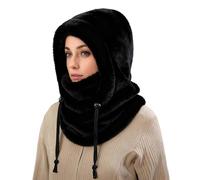 Générique Bonnet Cagoule Hiver Détachable - Cache-Col Polaire Thermique Réglable Homme Femme pour Ski Et Plein Air - Protection Visage Et Cou Contre Le Vent Et Le Froid Noir Taille Unique