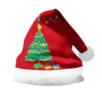 Générique Bonnet De Noel Adulte,Chapeau De PèRe NoëL Imprimé avec Revers éPais Unisexe pour Enfants Et Adultes Accessoire De FêTe Festif Casquette Double Face (Brick Red S)
