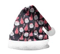 Générique Bonnet De NoëL,Chapeau De PèRe NoëL Imprimé avec Revers éPais Unisexe pour Enfants Et Adultes Accessoire De FêTe Festif Casquette Double Face (Black M)