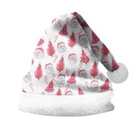 Générique Bonnet De Noel,Chapeau De PèRe NoëL Imprimé avec Revers éPais Unisexe pour Enfants Et Adultes Accessoire De FêTe Festif Casquette Double Face (White S)