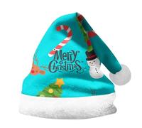 Générique Bonnet De Noel Lumineux,Chapeau De PèRe NoëL Imprimé avec Revers éPais Unisexe pour Enfants Et Adultes Accessoire De FêTe Festif Casquette Double Face (Blue S)
