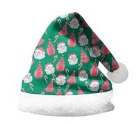 Générique Bonnet De Noel Lumineux,Chapeau De PèRe NoëL Imprimé avec Revers éPais Unisexe pour Enfants Et Adultes Accessoire De FêTe Festif Casquette Double Face (Green M)