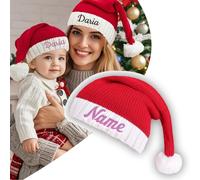 Générique Bonnet De Noël Personnalisé avec Brodé Nom Bonnet Noel Costume de Chapeau de Père Noël en Tricot Ornements Chapeau de Noel (Adultes)