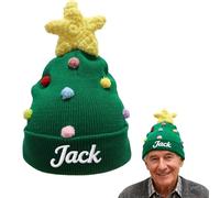 Générique Bonnet de Noël Personnalisé en Forme de Sapin avec Broderie de Nom - Chapeau de Père Noël en Laine Douce Cadeau en 5 Couleurs Taille 19-21cm (vert)