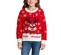 Générique Bonnet De Noel Tee Shirt Enfant,Noël Pull À Rayures pour Petits Garçons Et Filles Chrismas Sweatshirt Noël Enfants 10 Ans Xams Pullover Pingouin Cardigans (Rouge#1,4-5 Ans)