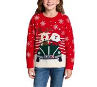 Générique Bonnet De Noel Tee Shirt Enfant,Tricoté Pull Bébé Col Rond Sweat-Shirt Noël Fille 6 Ans Joli Manteau pour L'Automne Et l'hiver Pere Dessin Animé Mignon (2#Rouge,3-4 Ans)