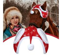 Générique Bonnet De Père Noël Pour Cheval | Chapeau Équestre Festif - Couverture de Tête avec Motif Flocon de Neige Décorative pour Événements Équestres d'Hiver et Fêtes de Fin