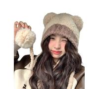 Générique Bonnet d'hiver en Maille Douce avec Oreilles de Chat et Pompons - Chaud et Confortable, avec Liens à Nouer