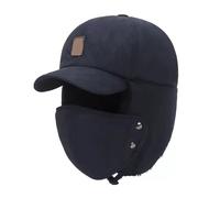 Générique Bonnet d'hiver unisexe avec étiquette, cache-oreilles, idéal for le ski, les activités de plein air et la neige(Navy)