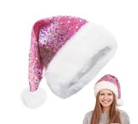 Générique Bonnet Du Père Noël De Noël,Chapeau De Père Avec Paillettes Scintillantes Et Bordure En Peluche | Accessoires De Tête Pour Costume Fêtes D'Hiver Nouvel An Carnaval Spectacle