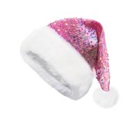 Générique Bonnet Du Père Noël De Noël - Chapeau De Père Avec Paillettes Scintillantes Et Bordure En Peluche | Accessoires De Tête Pour Costume Fêtes D'Hiver Nouvel An Carnaval Spectacle