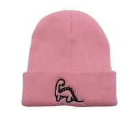 Générique Bonnet en Laine Mérinos pour Enfants - Dinosaure Doublure Chaude en Polaire, Bonnet Thermique d'automne Et d'hiver pour Garçons Et Filles, Tricoté, Unisexe Rose Taille Unique