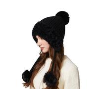 Générique Bonnet en Tricot avec Chapeau péruvien Pom Pom Bonnet Oreille Hiver Chapeaux pour Femmes