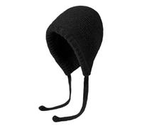 Générique Bonnet Est Hat Women's Thickened Warm Ear Small Wool Cold Proof Knitted Baotou Lei Feng Hat Bonnet Bain Enfant (Black, One Size)