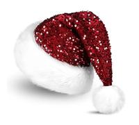 Générique Bonnet Facile Personalized Sequin Santa Hat Halloween&New Year Festive Christmas Headwear Ski Humour (Red, One Size)