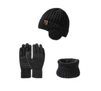 Générique Bonnet Femme Hiver Chaud Bonnet Echarpe Femme, Ensemble 3 en 1 Tricoté TorsadéE Bonnet avec Cache-Oreilles Beanie Hat ÉCharpe Et Gants Set Rétro Doux Et ÉPais pour L'ExtéRieur