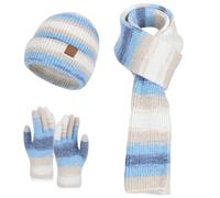 Générique Bonnet Hiver Chaud Bonnet GantsFemme, Ensemble 3 PièCes en Tricot Doux Et ÉPais Bonnet avec Doublure Polaire Chaude ÉCharpe éLéGante Et Gants pour Le Cyclisme en ExtéRieur Et l'hiver