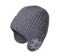 Générique Bonnet Homme avec Cache Oreille - Bonnet Unisexe Tricoté Style Flocon de Neige pour Hommes et Femmes - Chapeau Chaud d'hiver avec Oreilles Confortable