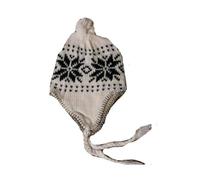 Générique Bonnet péruvien Blanc doublé Polaire Taille 58-60 cm Environ 100% Acrylique Chullo Hiver Chaud Trappeur Taille Moyenne ou Grande Hommes Femmes Mixte Flocon